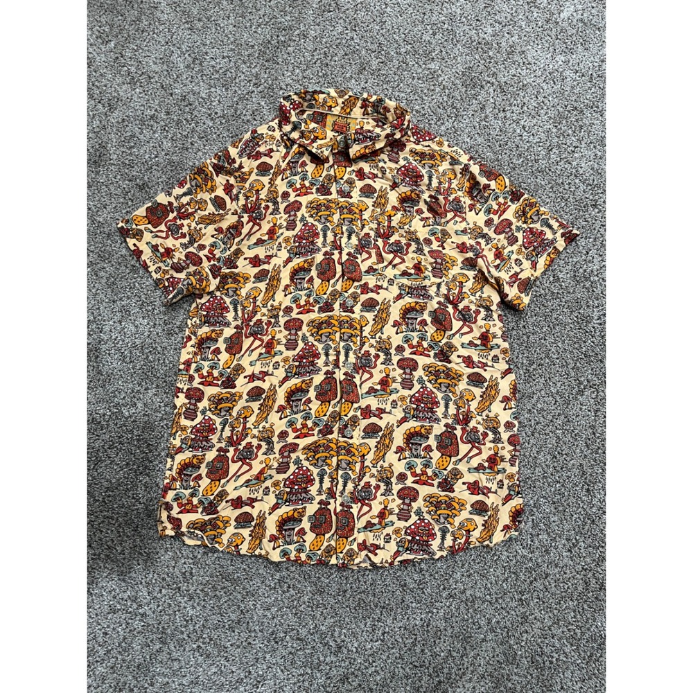 Killer Acid California Mens Large Psychedelic Mushroom Rayon Button Down Shirt